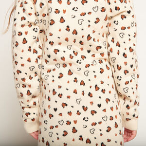 Vestido de punto de manga larga con estampado de leopardo para niña 
