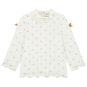 Sous-pull col cheminée à pois dorés pour bébé fille 