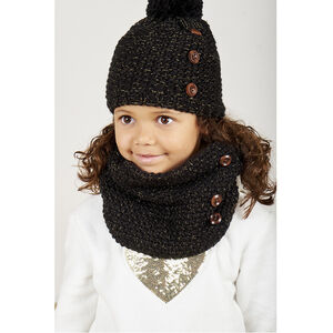 Conjunto de gorro y bufanda de punto forrados de sherpa niña. 
