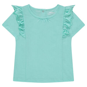 Camiseta de manga corta de punto con volantes 