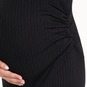 Vestido largo de maternidad de punto acanalado 