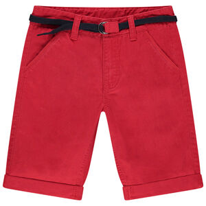 Bermudas de algodón lisas con cinturón ajustable Main Bermudas de algodón lisas con cinturón ajustable