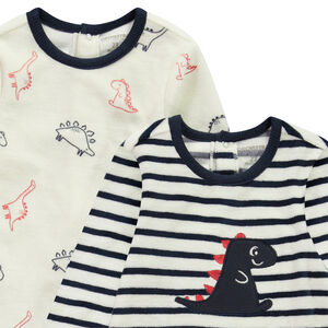 Pack de 2 peleles de dino de terciopelo para bebé niño con aperturas diferentes según la edad 