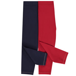 Pack de 2 leggings lisos de algodón para bebé niña 