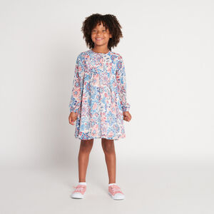 Vestido de manga larga con estampado floral para niña  Main Vestido de manga larga con estampado floral para niña