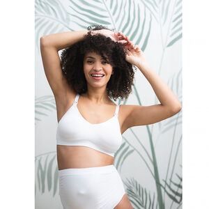 Pantalones de embarazo de tiro alto sin costuras en microfibra 