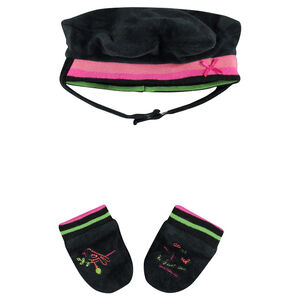 Conjunto gorro y manoplas de terciopelo 