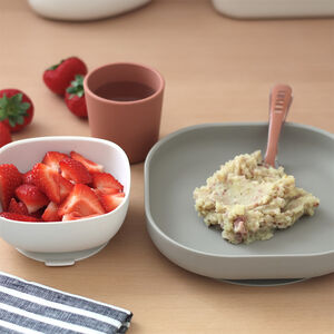 Set de comida de 4 piezas en silicona terracota. 