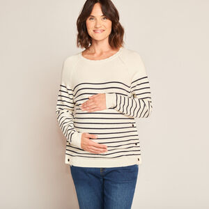 Jersey de lactancia de punto a rayas estilo marinero con cuello fantasía 