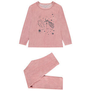 Pijama de 2 piezas de terciopelo estampado para niña 