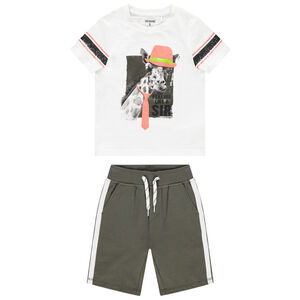 Conjunto camiseta manga corta print jirafa y bermudas 