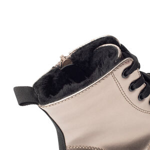 Botín nacarado con forro de piel y suela gruesa para niña 