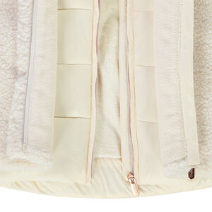 Chaqueta bimaterial de tela y sherpa para bebé niña 