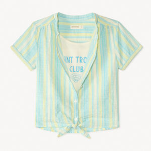 Conjunto de 2 piezas: camiseta de manga corta + top corto decorativo para niña 