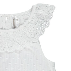 Blusa sin mangas plumetis con cuello bordado inglés para bebé niña  Main Blusa sin mangas plumetis con cuello bordado inglés para bebé niña