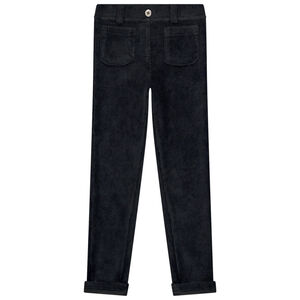 Jeggings de terciopelo lisos con bolsillos para niña 