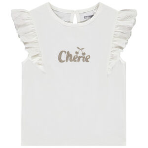 Camiseta de manga corta bordada con print pailleté para bebé niña 