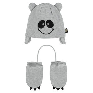 Conjunto de gorro y manoplas con detalles bordados Smiley 