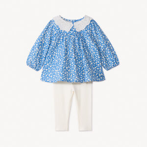 Ensemble long 2 pièces avec tunique fleurie pour bébé fille 