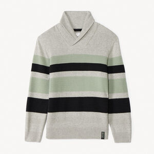 Pull à col châle en tricot rayé pour garçon  Main Pull à col châle en tricot rayé pour garçon