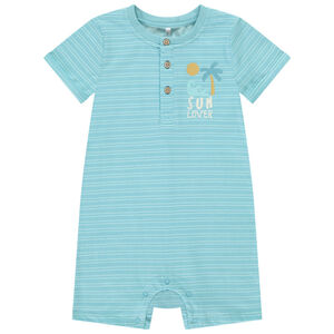 Pelele corto de rayas y estampado para bebé niño 