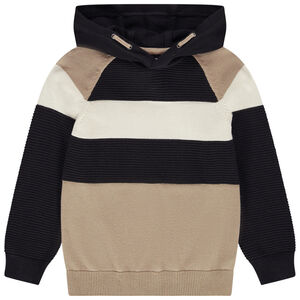 Pull color block à capuche avec détails en maille ottomane pour garçon Main Pull color block à capuche avec détails en maille ottomane pour garçon