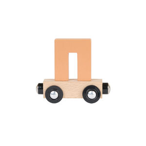 Wagon de madera con la letra "PI" - marrón 