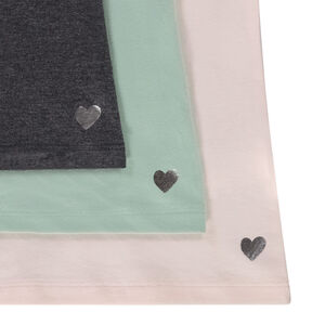 Pack de 3 camisetas de manga larga con estampado de corazones niña 