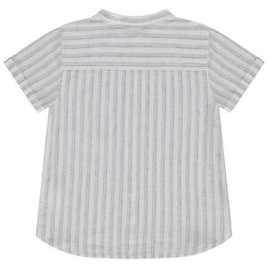 Camisa de manga corta rayada con cuello mao para bebé niño 