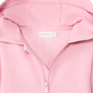 Chaleco con capucha de felpa con bordado de corazón para niña 