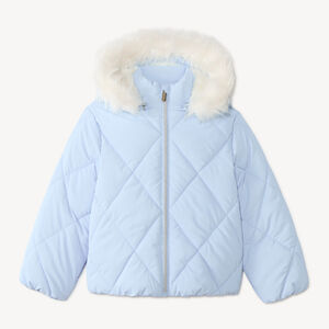 Chaqueta acolchada niña con capucha de piel sintética 