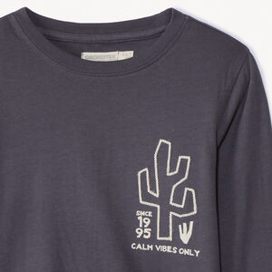 Camiseta de manga larga con bordado de cactus para niño 