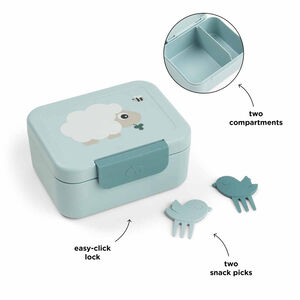 Snackbox avec piques snack Tiny Farm Bleu 