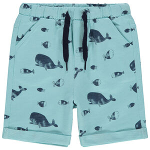 pantalon corto en algodon bio y estampados fantasia all-over 