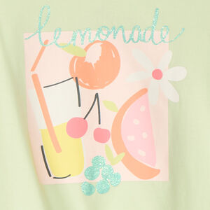 Camiseta sin mangas con efecto anudado y estampado brillante para niña 