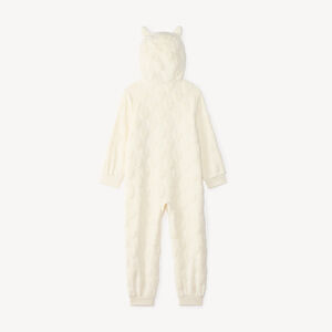 Surpyjama fille en sherpa à capuche et motifs cœurs en relief 