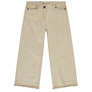 Jean amplio efecto desgastado con flecos para niña 