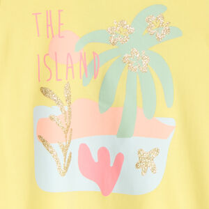 Camiseta sin mangas con efecto anudado y estampado brillante para niña 