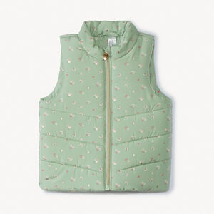 Doudoune sans manches en toile imprimée fleuri pour bébé fille 