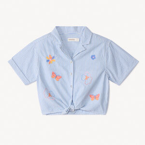 Chemise manches courtes rayée effet noué pour fille  Main Chemise manches courtes rayée effet noué pour fille