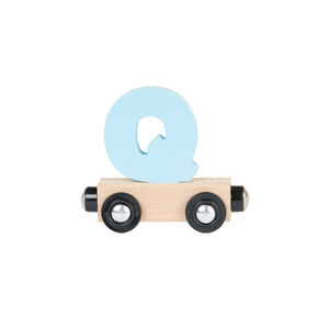 Lettre "Q" wagon en bois - bleu 