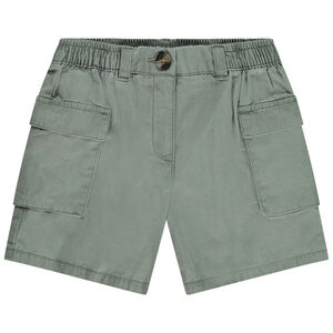 Short de tela con bolsillos y cintura elástica para niña  Main Short de tela con bolsillos y cintura elástica para niña