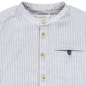 Camisa de manga larga a rayas con cuello mao para niño 