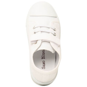 Zapatillas blancas de tela con velcro para bebé niño 