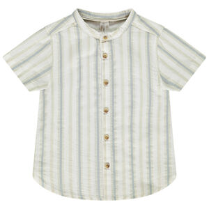 Camisa de manga corta y cuello mao a rayas para bebé niño 
