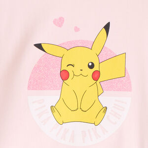 Sweat molleton uni rose à print Pikachu Pokémon pour fille  Main Sweat molleton uni rose à print Pikachu Pokémon pour fille