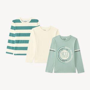 Lote de 3 camisetas de niño de manga larga con diseños variados. 