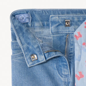 Jeans slim con cinturón impreso para atar niña 