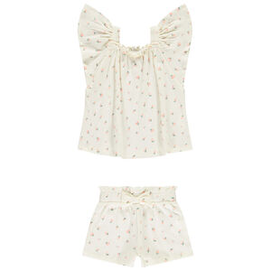 Conjunto de 2 piezas efecto arrugado con estampado de flores para bebé niña  Main Conjunto de 2 piezas efecto arrugado con estampado de flores para bebé niña