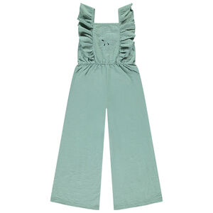 Combinaison larga con volantes y bordado floral para niña 